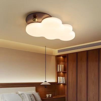 Contemporary Retro Cloud Shape Iron PE LED Flush Mount Ceiling Light For Bedroom