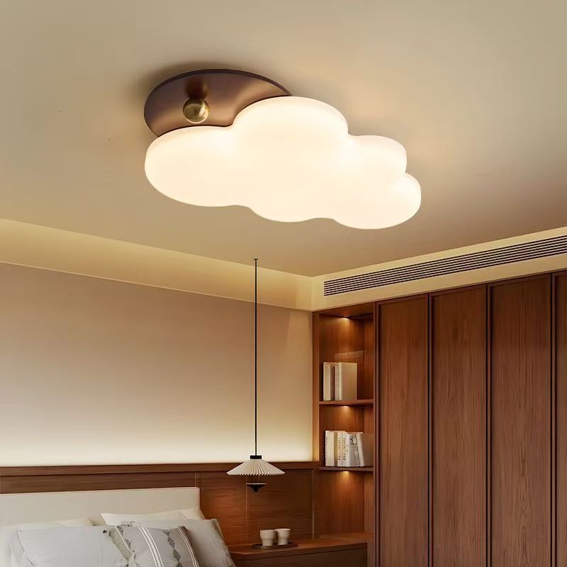 Contemporary Retro Cloud Shape Iron PE LED Flush Mount Ceiling Light For Bedroom