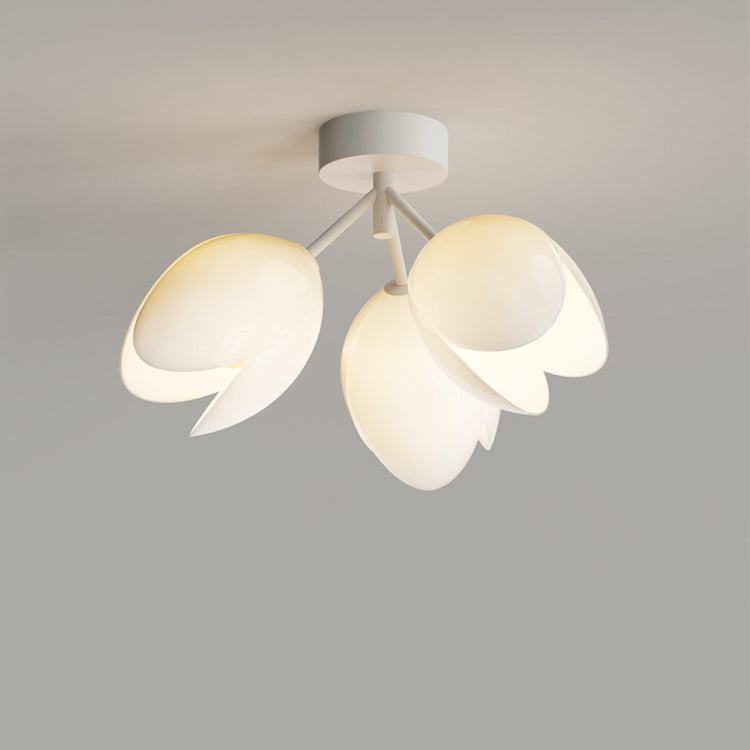 Zeitgenössische skandinavische Kuppel-Glaslampenschirm Eisen 1 - Licht Semi-Flush Mount Deckenleuchte für Flure 