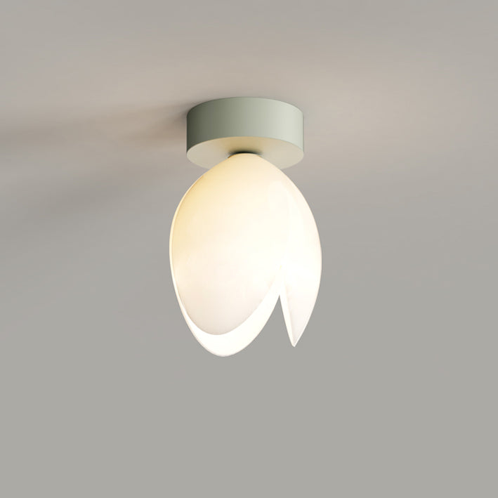 Zeitgenössische skandinavische Kuppel-Glaslampenschirm Eisen 1 - Licht Semi-Flush Mount Deckenleuchte für Flure 
