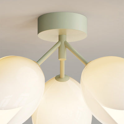 Zeitgenössische skandinavische Kuppel-Glaslampenschirm Eisen 1 - Licht Semi-Flush Mount Deckenleuchte für Flure 