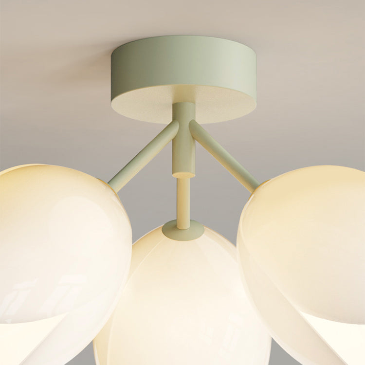 Zeitgenössische skandinavische Kuppel-Glaslampenschirm Eisen 1 - Licht Semi-Flush Mount Deckenleuchte für Flure 