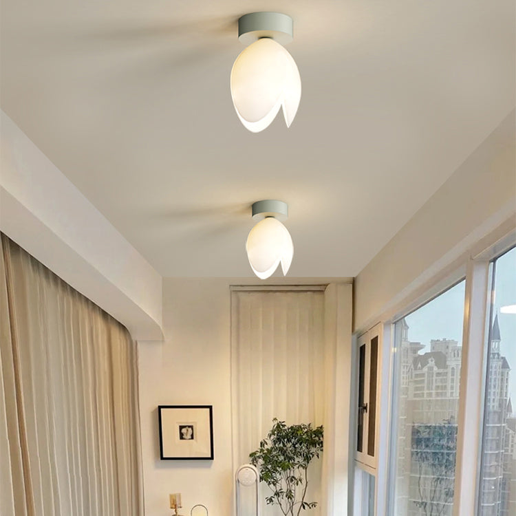 Zeitgenössische skandinavische Kuppel-Glaslampenschirm Eisen 1 - Licht Semi-Flush Mount Deckenleuchte für Flure 