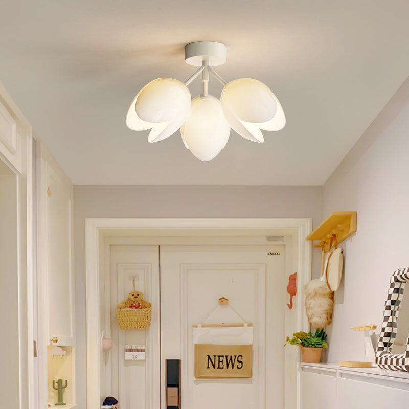 Zeitgenössische skandinavische Kuppel-Glaslampenschirm Eisen 1 - Licht Semi-Flush Mount Deckenleuchte für Flure 