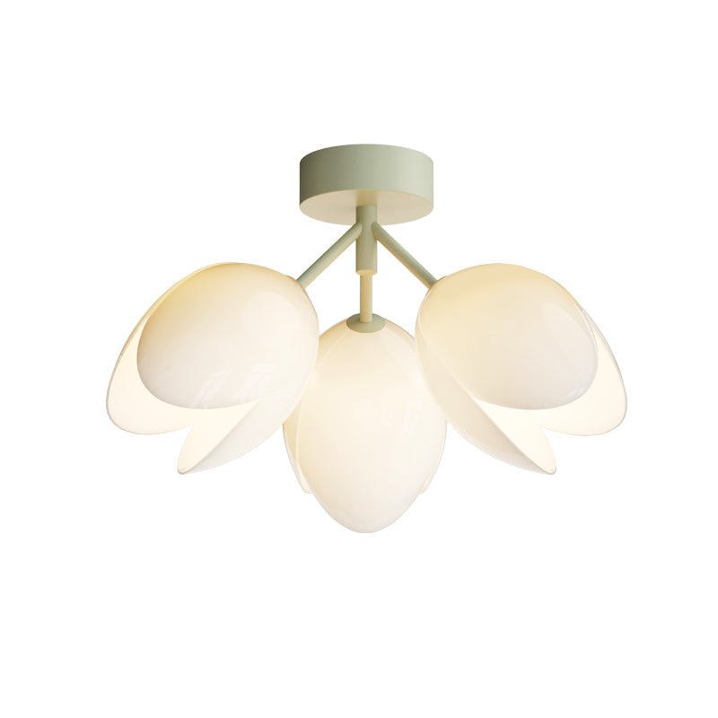 Zeitgenössische skandinavische Kuppel-Glaslampenschirm Eisen 1 - Licht Semi-Flush Mount Deckenleuchte für Flure 
