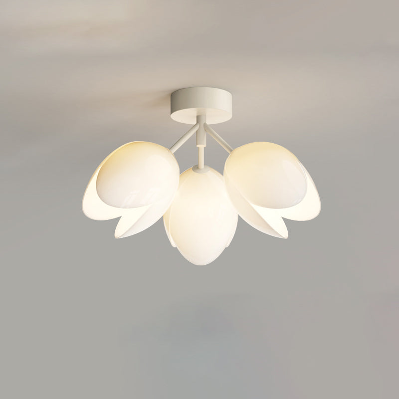 Zeitgenössische skandinavische Kuppel-Glaslampenschirm Eisen 1 - Licht Semi-Flush Mount Deckenleuchte für Flure 