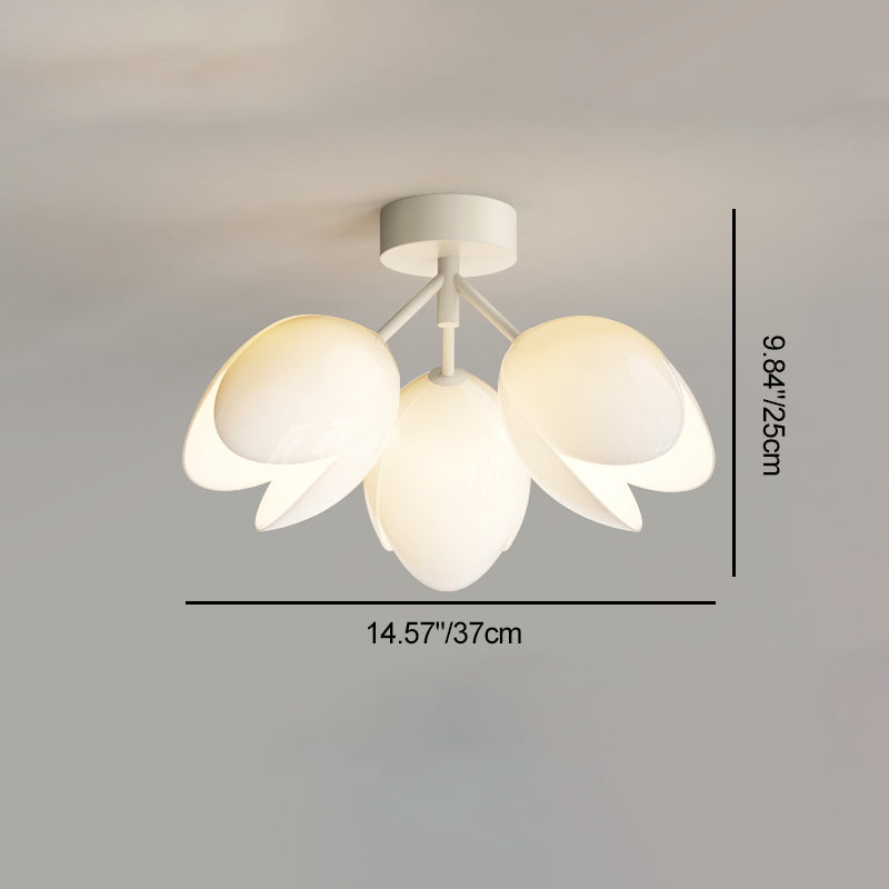 Zeitgenössische skandinavische Kuppel-Glaslampenschirm Eisen 1 - Licht Semi-Flush Mount Deckenleuchte für Flure 