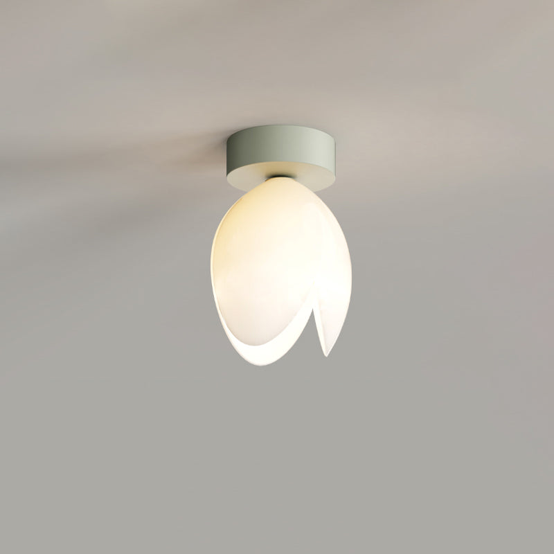 Zeitgenössische skandinavische Kuppel-Glaslampenschirm Eisen 1 - Licht Semi-Flush Mount Deckenleuchte für Flure 