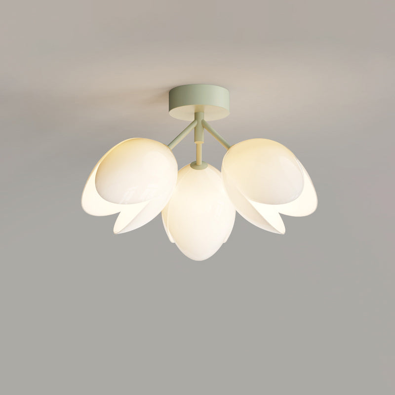 Zeitgenössische skandinavische Kuppel-Glaslampenschirm Eisen 1 - Licht Semi-Flush Mount Deckenleuchte für Flure 