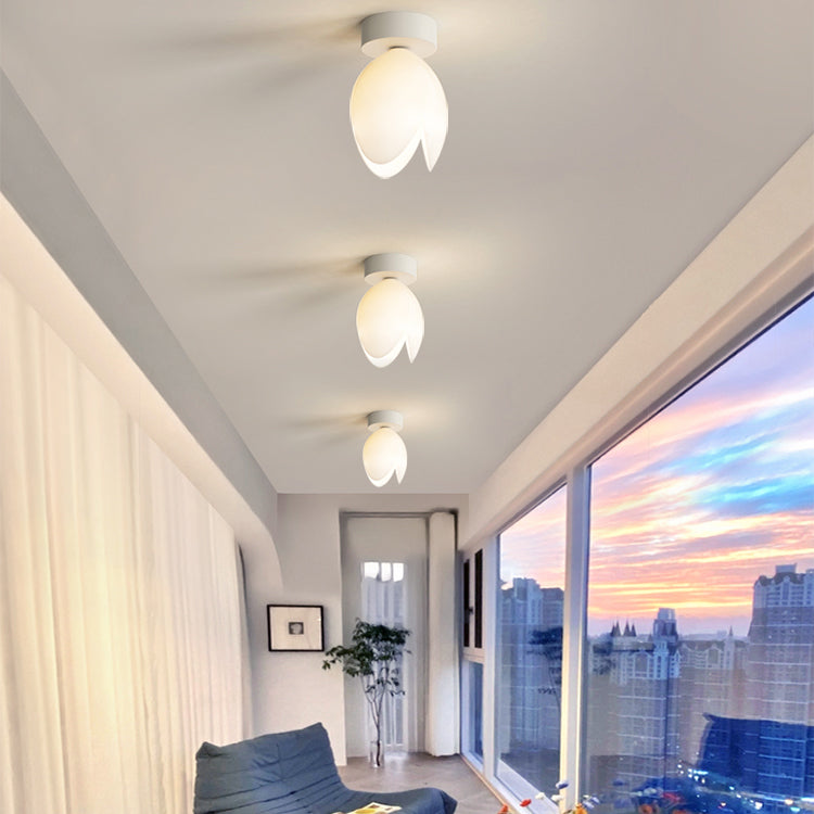 Zeitgenössische skandinavische Kuppel-Glaslampenschirm Eisen 1 - Licht Semi-Flush Mount Deckenleuchte für Flure 