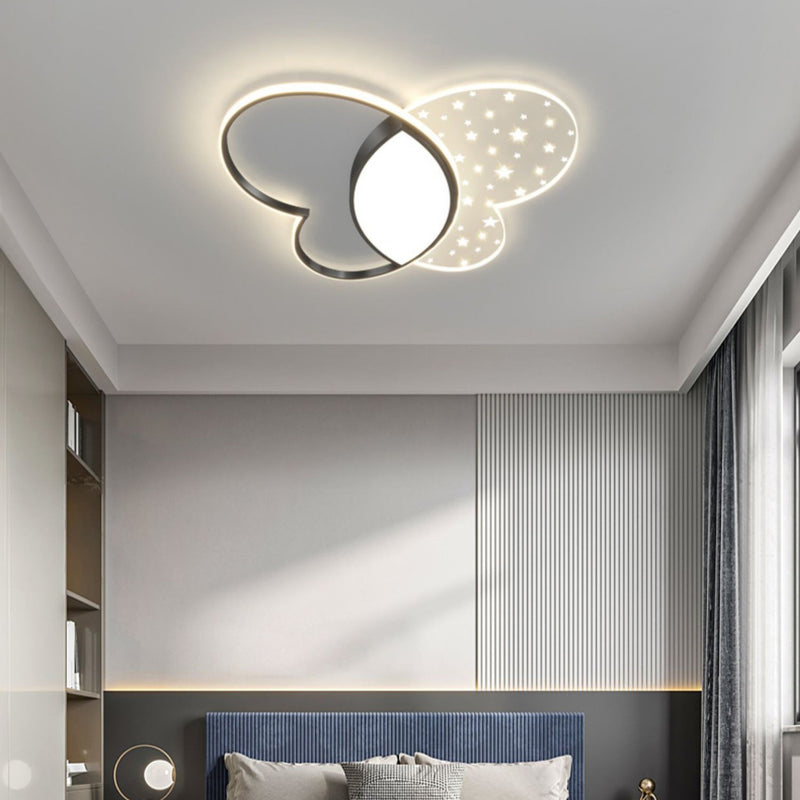 Contemporary Nordic Butterfly Acrylic Hardware LED Flush Mount Ceiling Light For Bedroom