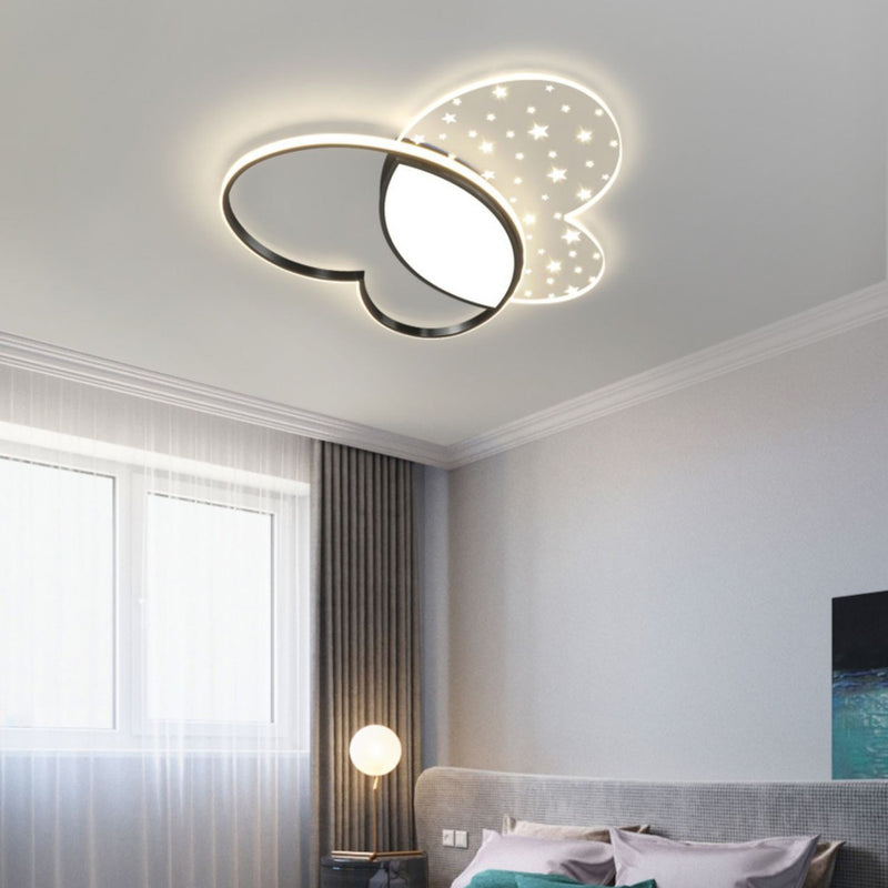 Contemporary Nordic Butterfly Acrylic Hardware LED Flush Mount Ceiling Light For Bedroom