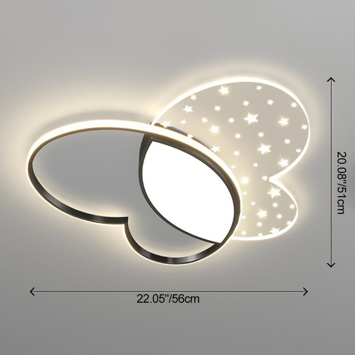 Contemporary Nordic Butterfly Acrylic Hardware LED Flush Mount Ceiling Light For Bedroom