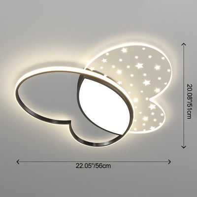 Contemporary Nordic Butterfly Acrylic Hardware LED Flush Mount Ceiling Light For Bedroom
