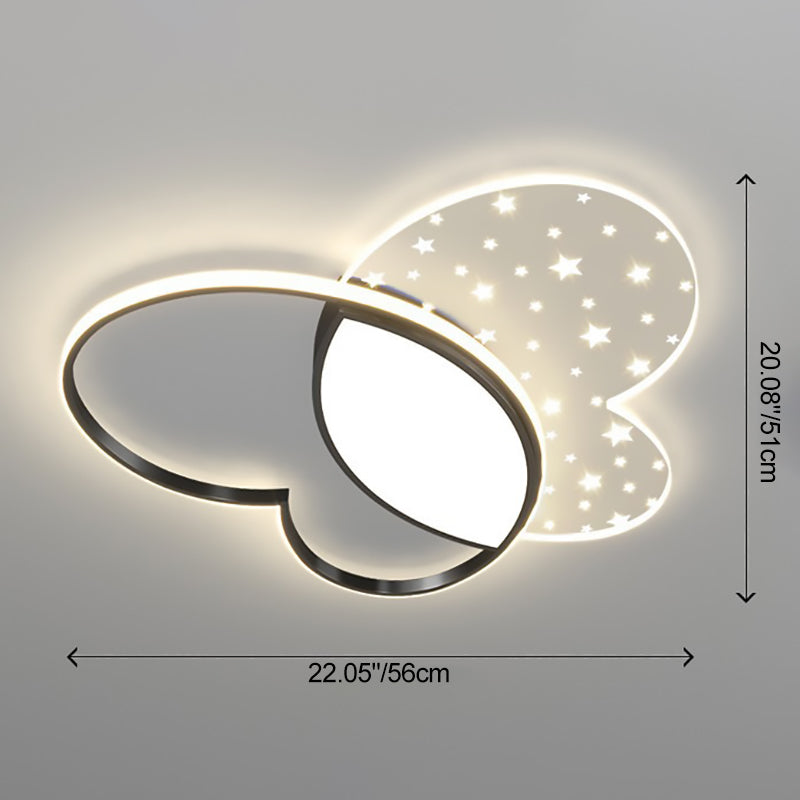 Contemporary Nordic Butterfly Acrylic Hardware LED Flush Mount Ceiling Light For Bedroom