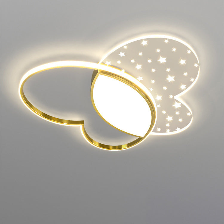 Contemporary Nordic Butterfly Acrylic Hardware LED Flush Mount Ceiling Light For Bedroom