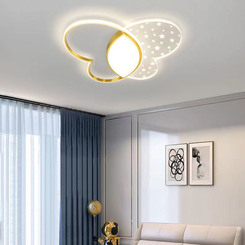 Contemporary Nordic Butterfly Acrylic Hardware LED Flush Mount Ceiling Light For Bedroom