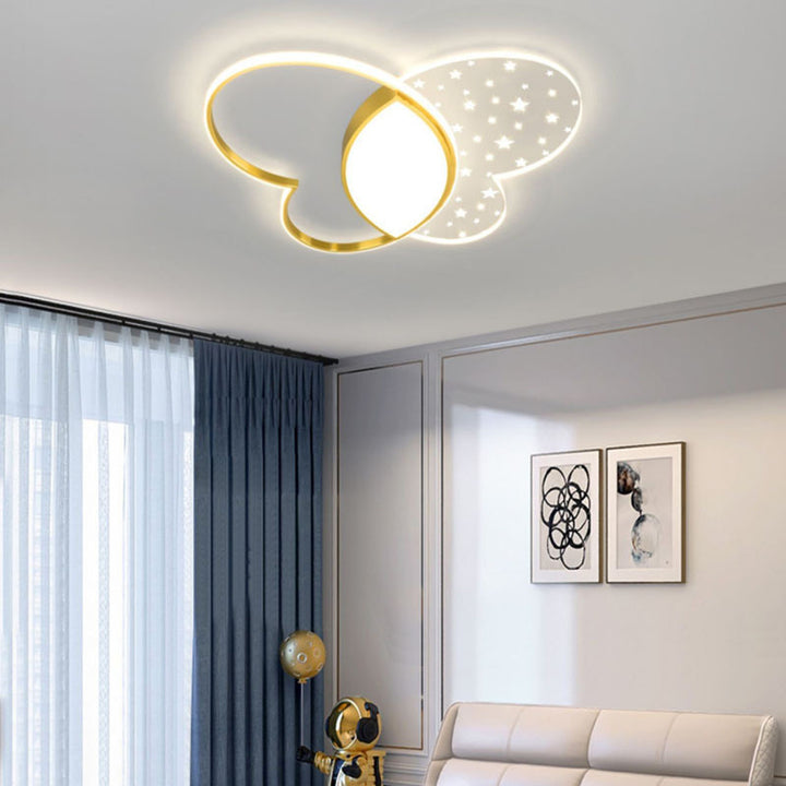 Contemporary Nordic Butterfly Acrylic Hardware LED Flush Mount Ceiling Light For Bedroom
