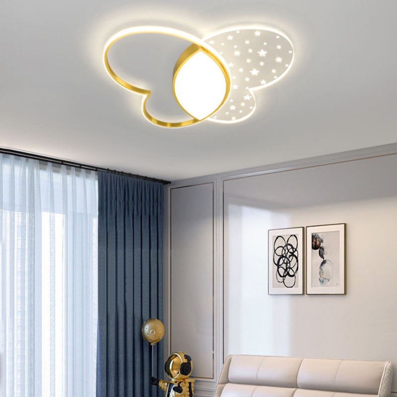 Contemporary Nordic Butterfly Acrylic Hardware LED Flush Mount Ceiling Light For Bedroom