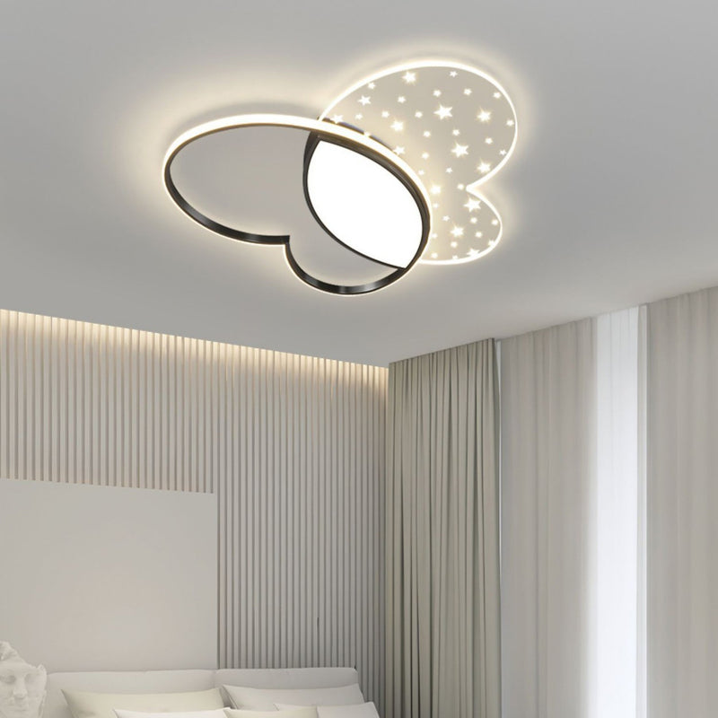 Contemporary Nordic Butterfly Acrylic Hardware LED Flush Mount Ceiling Light For Bedroom