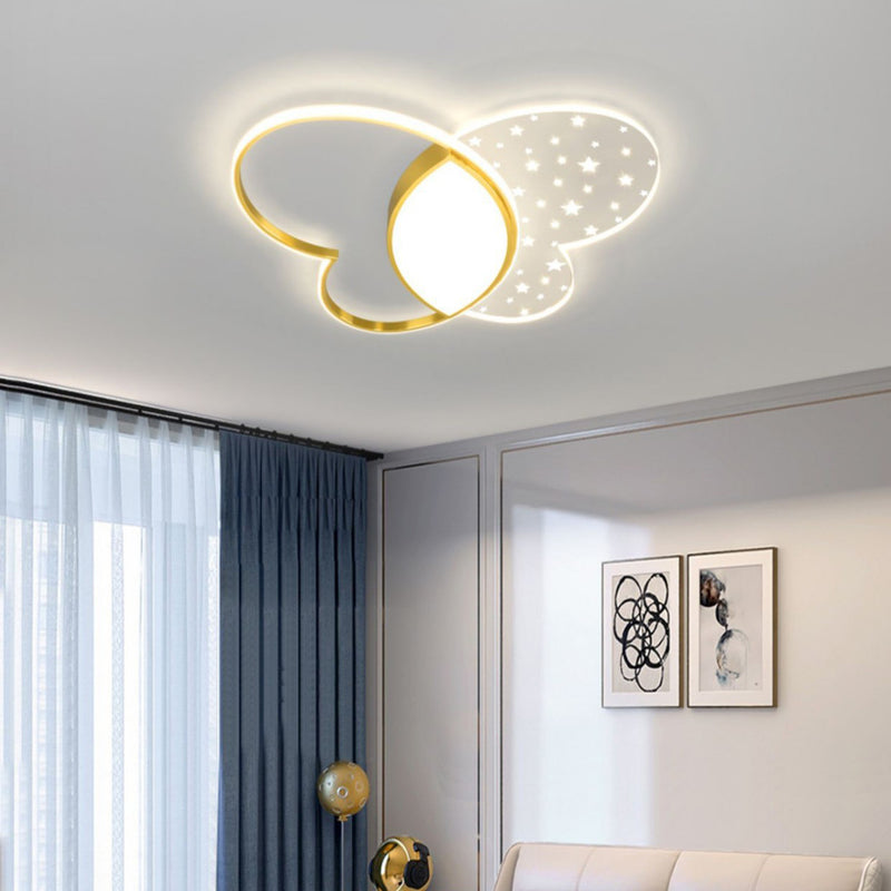 Contemporary Nordic Butterfly Acrylic Hardware LED Flush Mount Ceiling Light For Bedroom