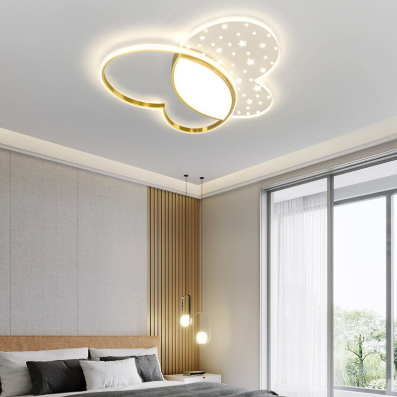 Contemporary Nordic Butterfly Acrylic Hardware LED Flush Mount Ceiling Light For Bedroom