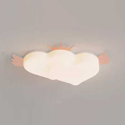 Contemporary Creative Heart Wings Crown PE Iron LED Flush Mount Ceiling Light For Bedroom