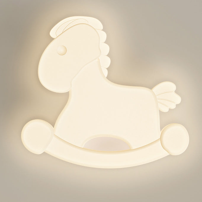 Contemporary Creative Unicorn PE Iron LED Flush Mount Ceiling Light For Bedroom