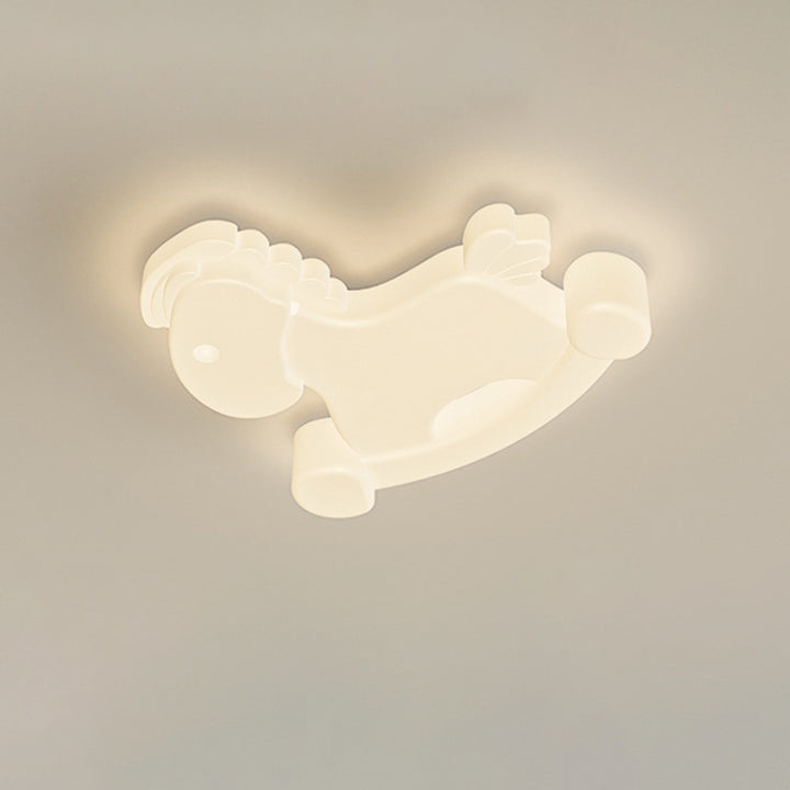 Contemporary Creative Unicorn PE Iron LED Flush Mount Ceiling Light For Bedroom