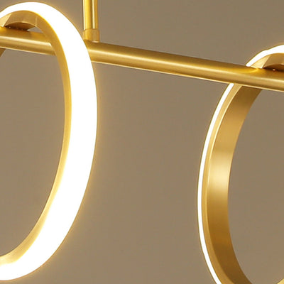 Contemporary Scandinavian Straight Line Circle Copper Silicone LED Chandelier Island Light For Dining Room