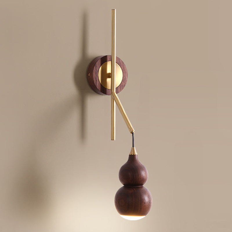 Abat-jour en noyer cuivre gourde chinoise traditionnelle 1 - Applique murale lumineuse pour salon 
