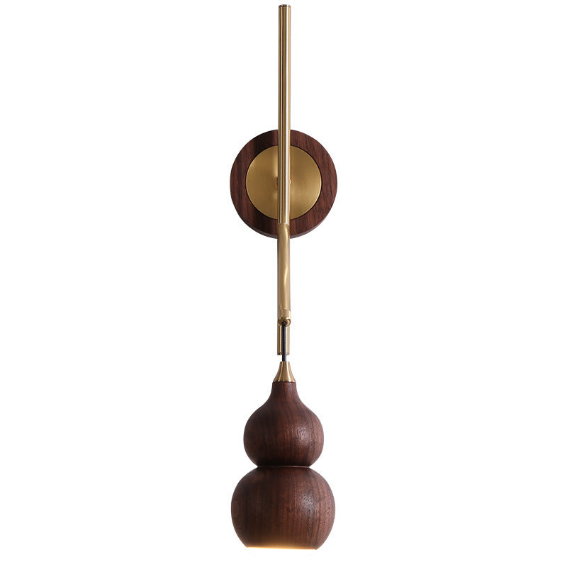 Abat-jour en noyer cuivre gourde chinoise traditionnelle 1 - Applique murale lumineuse pour salon 
