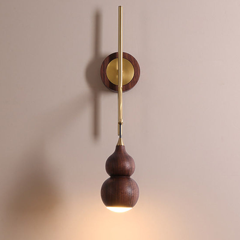 Abat-jour en noyer cuivre gourde chinoise traditionnelle 1 - Applique murale lumineuse pour salon 