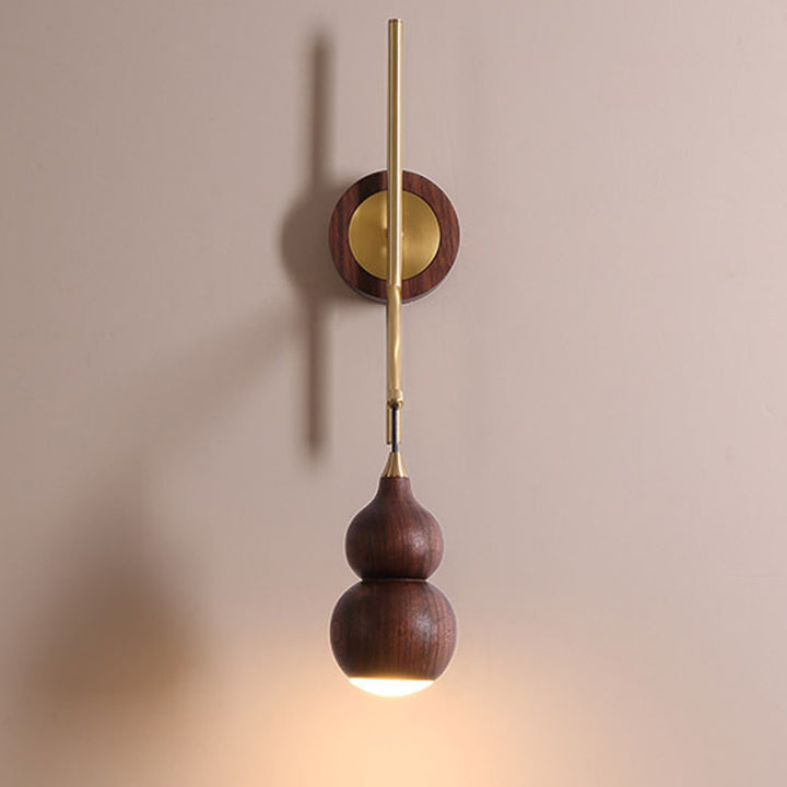 Abat-jour en noyer cuivre gourde chinoise traditionnelle 1 - Applique murale lumineuse pour salon 