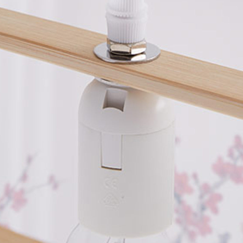 Lustre traditionnel carré en bambou PVC avec broderie cube japonais à 1 lumière pour salle à manger 