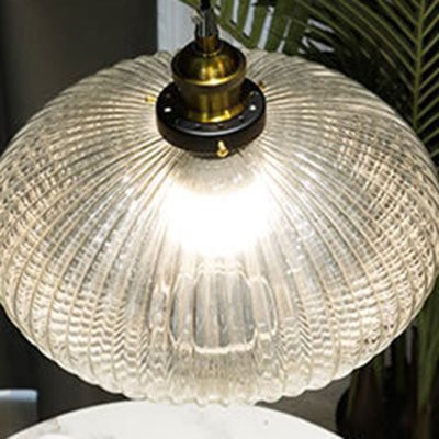 Moderne nordische Kuppel Oval Transparent Glas Eisen 1 - Licht Pendelleuchte für Wohnzimmer 