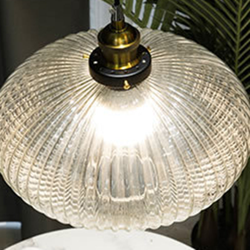 Moderne nordische Kuppel Oval Transparent Glas Eisen 1 - Licht Pendelleuchte für Wohnzimmer 