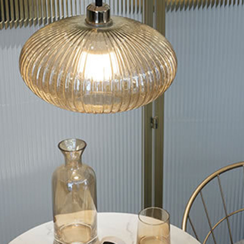 Moderne nordische Kuppel Oval Transparent Glas Eisen 1 - Licht Pendelleuchte für Wohnzimmer 