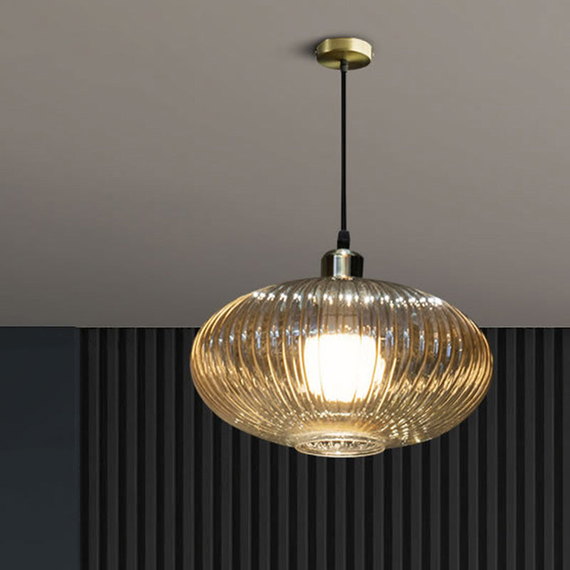 Moderne nordische Kuppel Oval Transparent Glas Eisen 1 - Licht Pendelleuchte für Wohnzimmer 