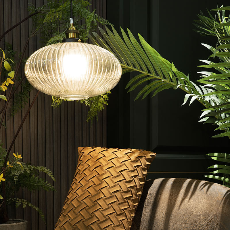 Dôme nordique contemporain ovale en verre transparent fer 1 - Suspension lumineuse pour salon 