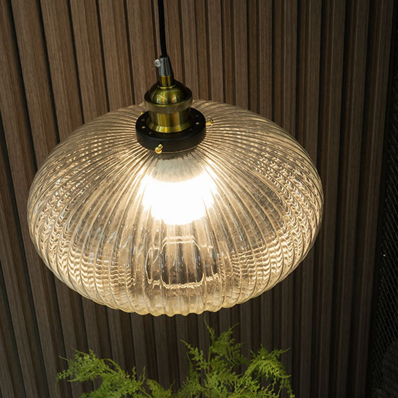 Moderne nordische Kuppel Oval Transparent Glas Eisen 1 - Licht Pendelleuchte für Wohnzimmer 