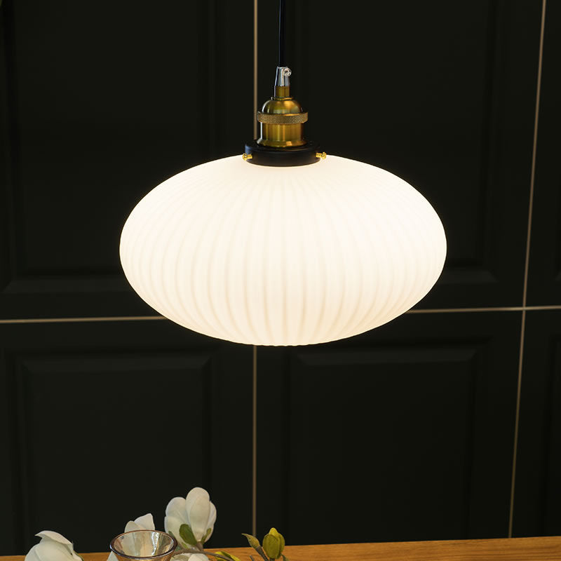 Moderne nordische Kuppel Oval Transparent Glas Eisen 1 - Licht Pendelleuchte für Wohnzimmer 