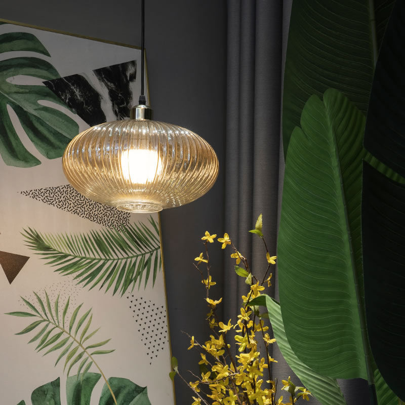 Moderne nordische Kuppel Oval Transparent Glas Eisen 1 - Licht Pendelleuchte für Wohnzimmer 
