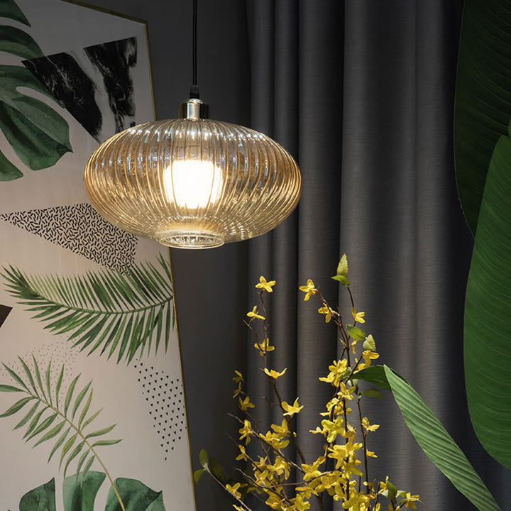 Contemporary Nordic Dome Oval Transparent Glass Iron 1 - Light Pendant Light For Living Room