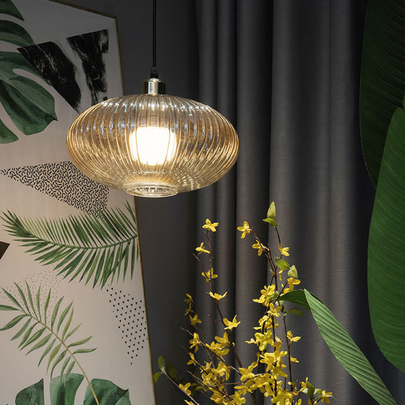 Moderne nordische Kuppel Oval Transparent Glas Eisen 1 - Licht Pendelleuchte für Wohnzimmer 