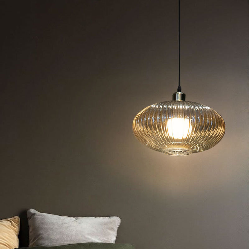 Moderne nordische Kuppel Oval Transparent Glas Eisen 1 - Licht Pendelleuchte für Wohnzimmer 