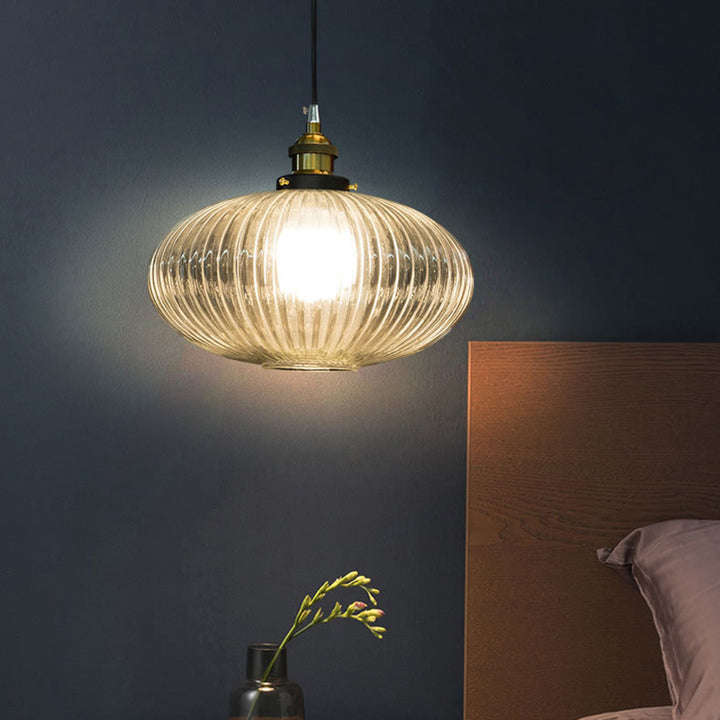 Contemporary Nordic Dome Oval Transparent Glass Iron 1 - Light Pendant Light For Living Room