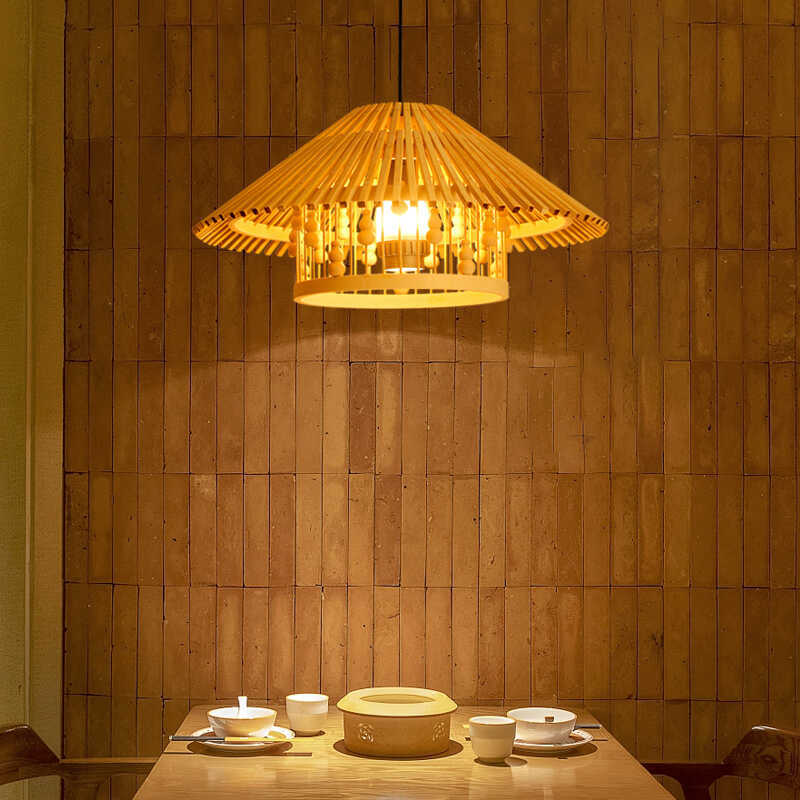 Traditional Japanese House Shape Solid Wood Weaving 1 - Light