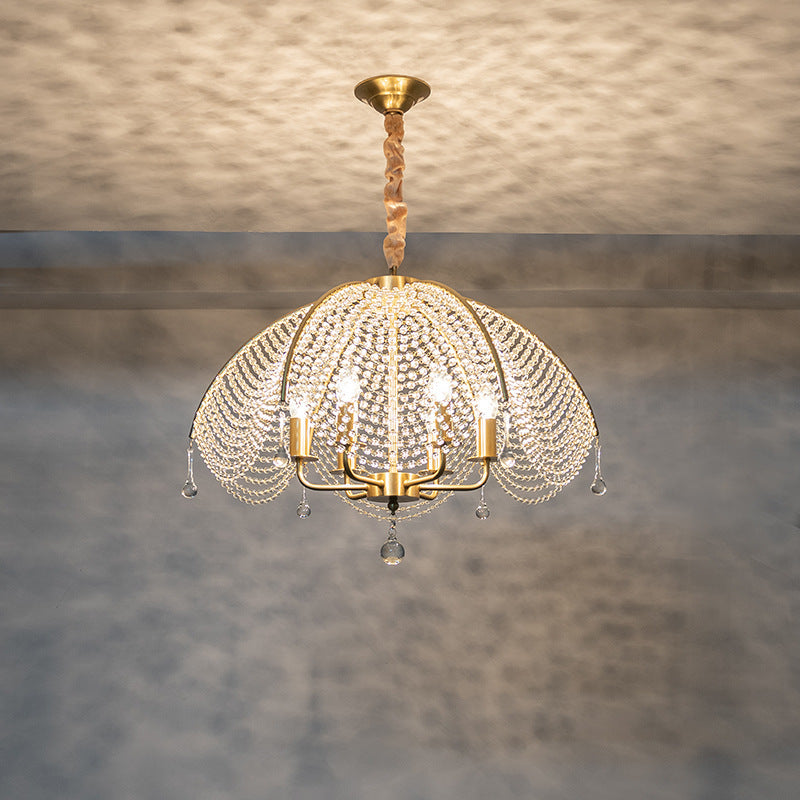Modern Luxury Mushroom Copper Crystal 3/5/6 - Light Chandelier For Living Room