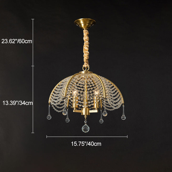 Modern Luxury Mushroom Shape Copper Crystal 3/5/6 - Light Chandelier For Living Room